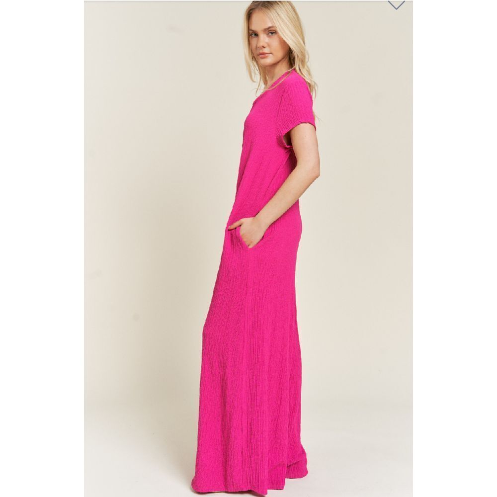 Jade by Jane XL Jumpsuit textured shirt sleeve fushia NWOT - Picture 2 of 10